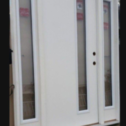 62x80 exterior door fiberglass w/two side lite, clear glass, left hand,
