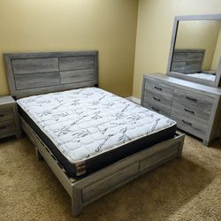 Brand New 5 Pcs Bedroom Set $799 Queen Bed, 1 Night, Dresser, Mirror & Matt Ortho Bamboo 