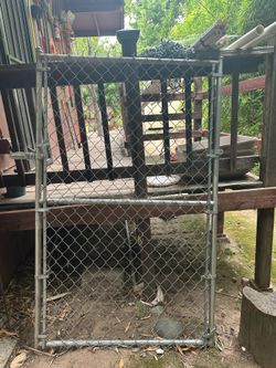 Chain Link Fence 70in H x 44in W Galvanized Steel Walk Gate + 4FT Chain Link + Hardware Bundle