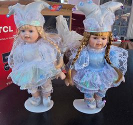 vintage porcelain jester dolls