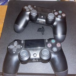 PS4 Slim With Two Ps4 Controllers