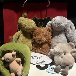 Jellycats (cow, Bear, Newt, Pig, Dino, Ram, Bunny) 