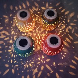 Ceramic Holiday Christmas Decor Solar LED Candle Holder 