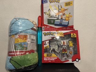 Pokémon Easter bundle Blanket, mega building set (Lego) & figurines