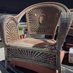Vintage Wicker Rattan Chair with Cushions