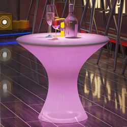 ijuicy Led Bar Table,16 Color Changing LED Light Up Pub Table with Remote, Waterproof Rechargeable Luminous Furniture, Led Cocktail Table for Party, H