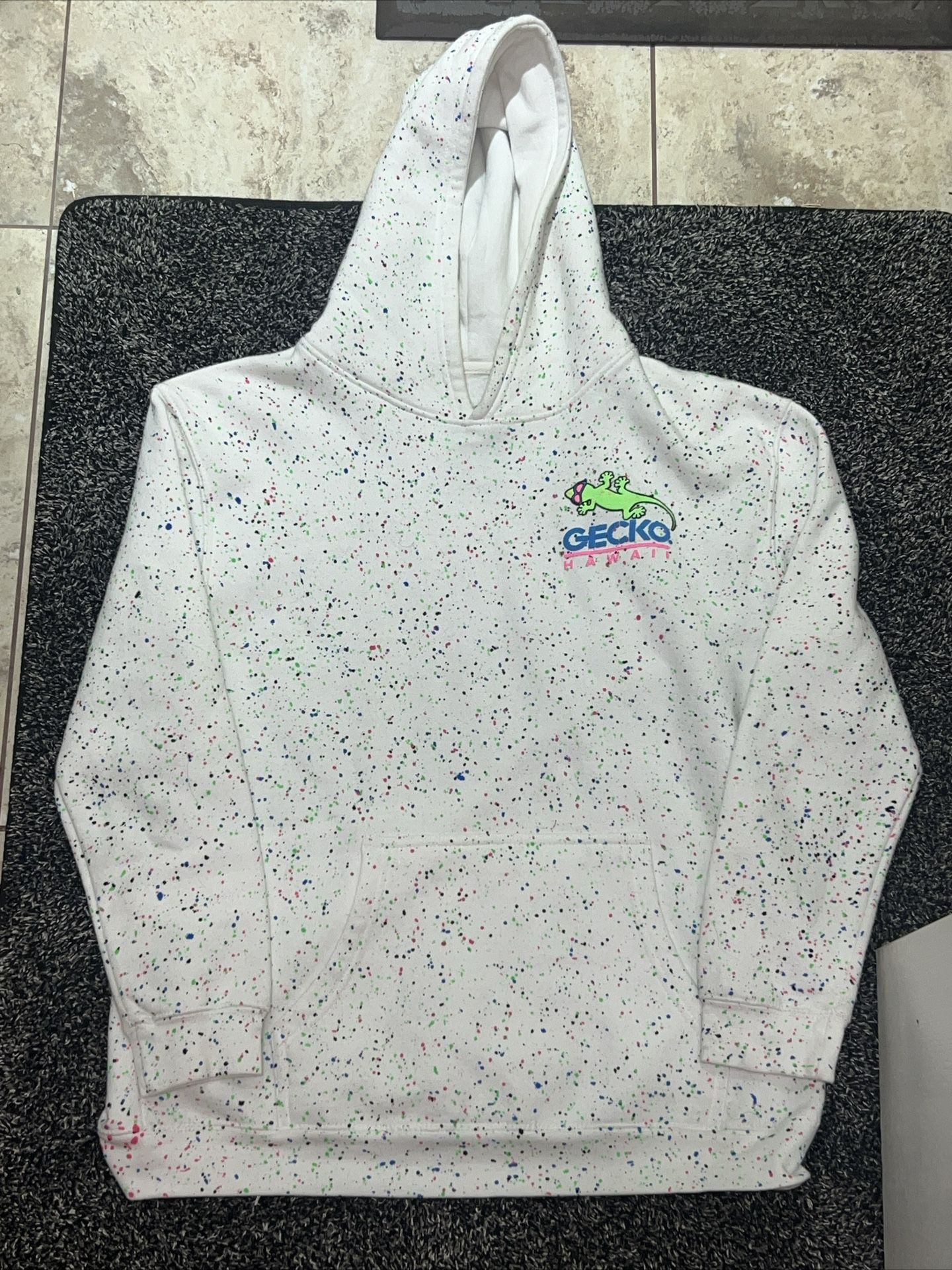 Gecko Hawaii Vintage Large Ink Splatter Pullover Hoodie