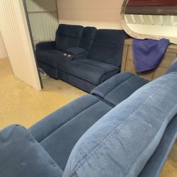 5 Piece Sectional Blue Cloth 