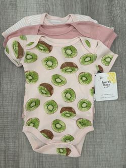 New 3 Piece Burts Bees Girls Bodysuit