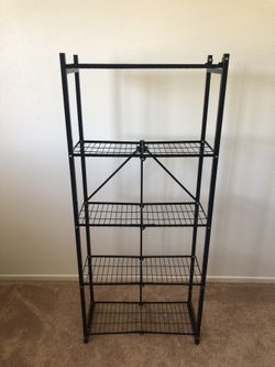 5-Tier Black Foldable Steel Shelves