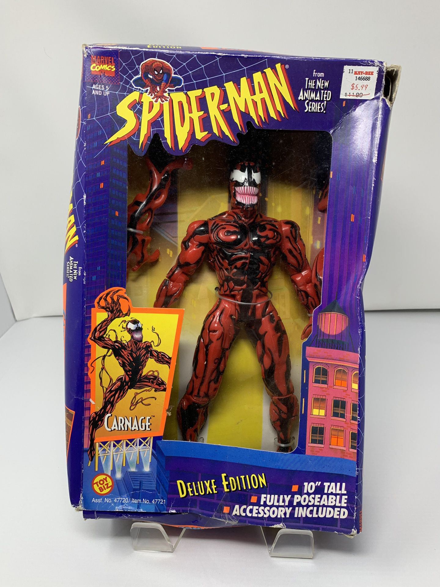 Brand New Carnage Villain of Spider-Man (From the Hit 90’s series) 10” Action Figure (Smushed Box)