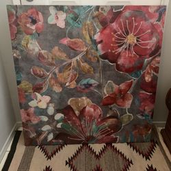 Large Floral Picture 39”x39” On Canvas