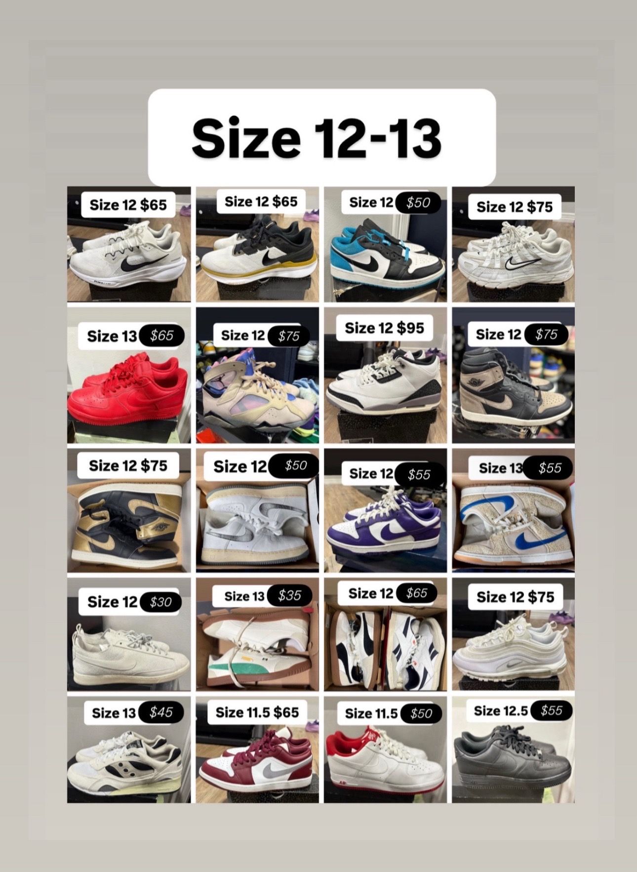 Jordan’s Nikes & more cheap size 12 & 13 men