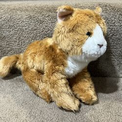 Gold Orange White cat kitty plush 8” long