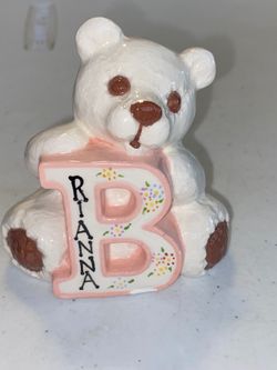3” personalized Ceramic Teddy Bear Figurine keepsake Name Brianna