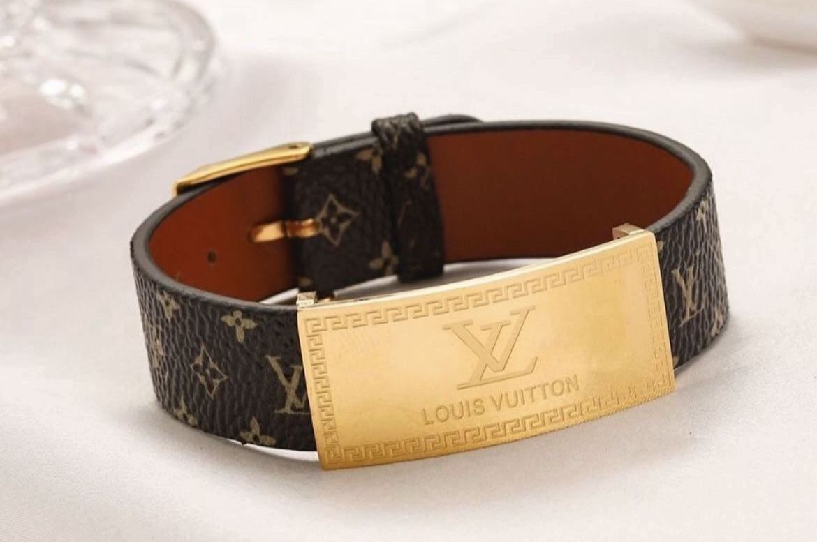 Logo Belt Bracelet, Stainless Steel Gold Bracelet 