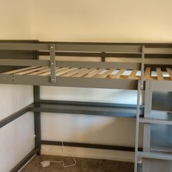 Full Size Loft Bed with Desk and Storage Drawers