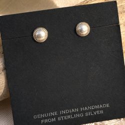 Vintage Sterling Silver 925 Concho Studs Native Earrings Minimalist Boho Handcrafted jewelry Mini 