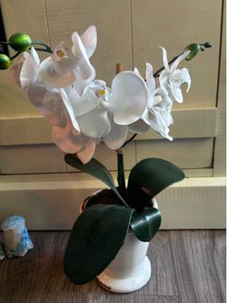 13” tall artificial orchid in 3 “ pot