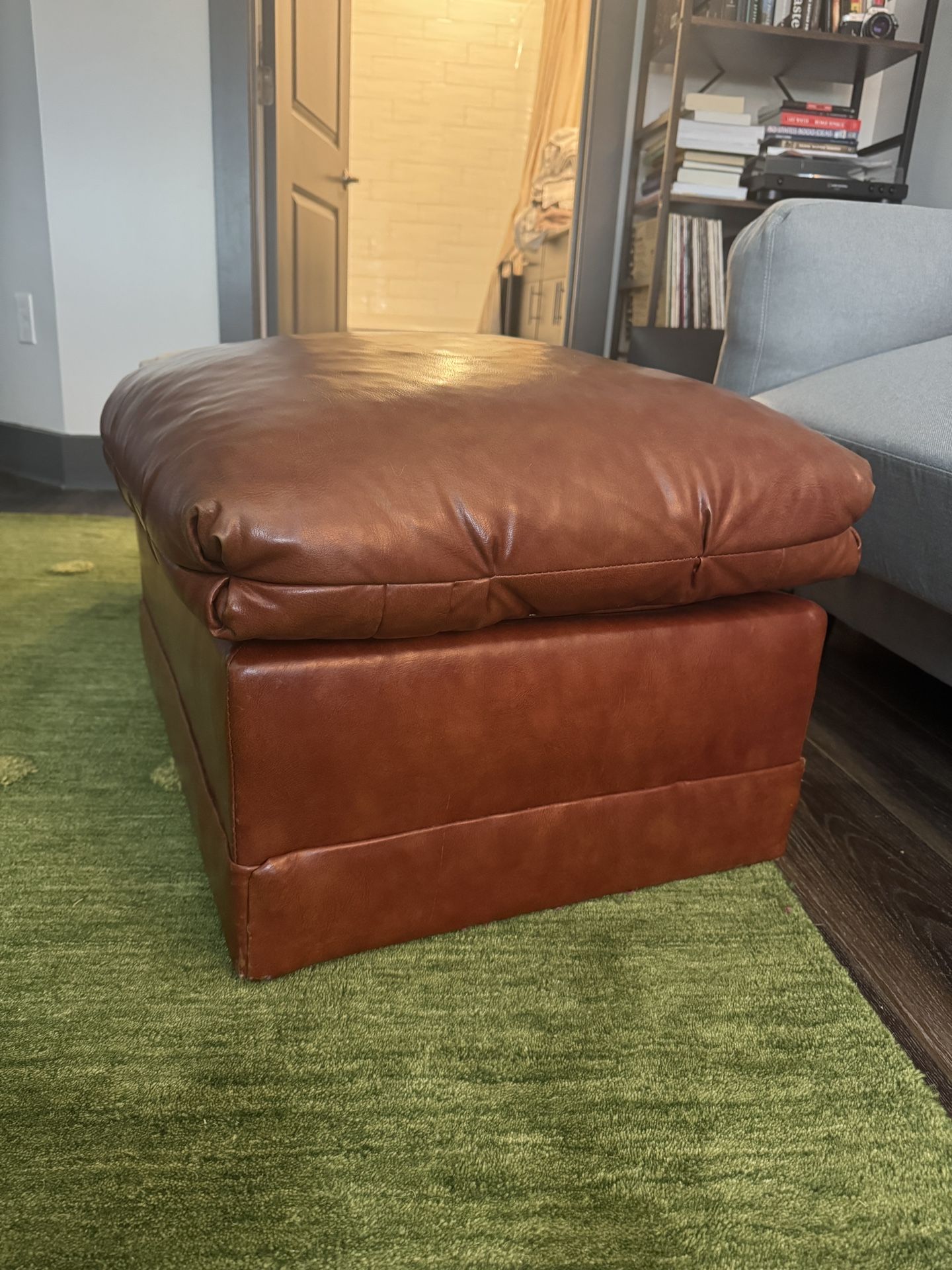Brown Leather Ottoman