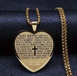 PADRE NUESTRO PRAYER NECKLACE STAINLESS STEEL
