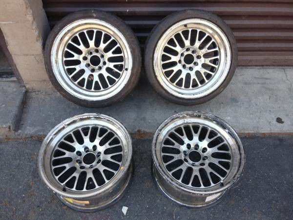 Chrome four lug wheels. 4 on 100mm or 4 on 4.5 one is cracked