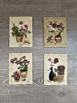 3D Floral Wall Art Set (Set of 4)