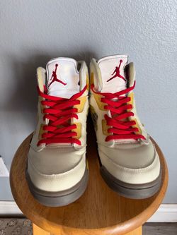 Air Jordan 5 Off-White Sail Sneakers (Sz. 9.5)