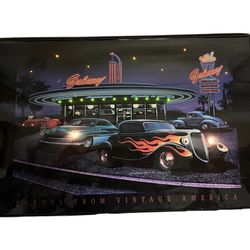 Vintage America Print Picture Wall Hanging Art 1950s Muscle Car Diner 