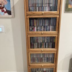 Solid Oak Bookcase with Glass Doors-Great Condition