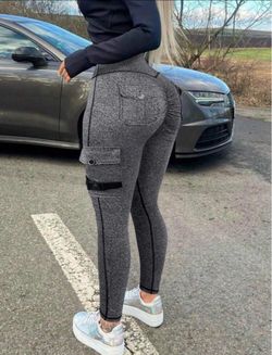 Y2K Wide Waistband High Stretch Flap Pocket Scrunch   Leggings