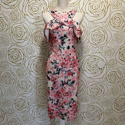 NWT Rachel Roy Floral Cold Shoulder Fitted Dress 