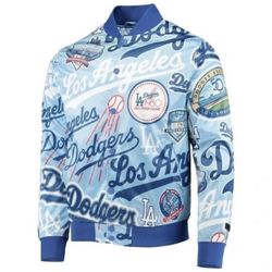 Dodgers pro standard all over Print full snap jacket royal blue size small new with tags