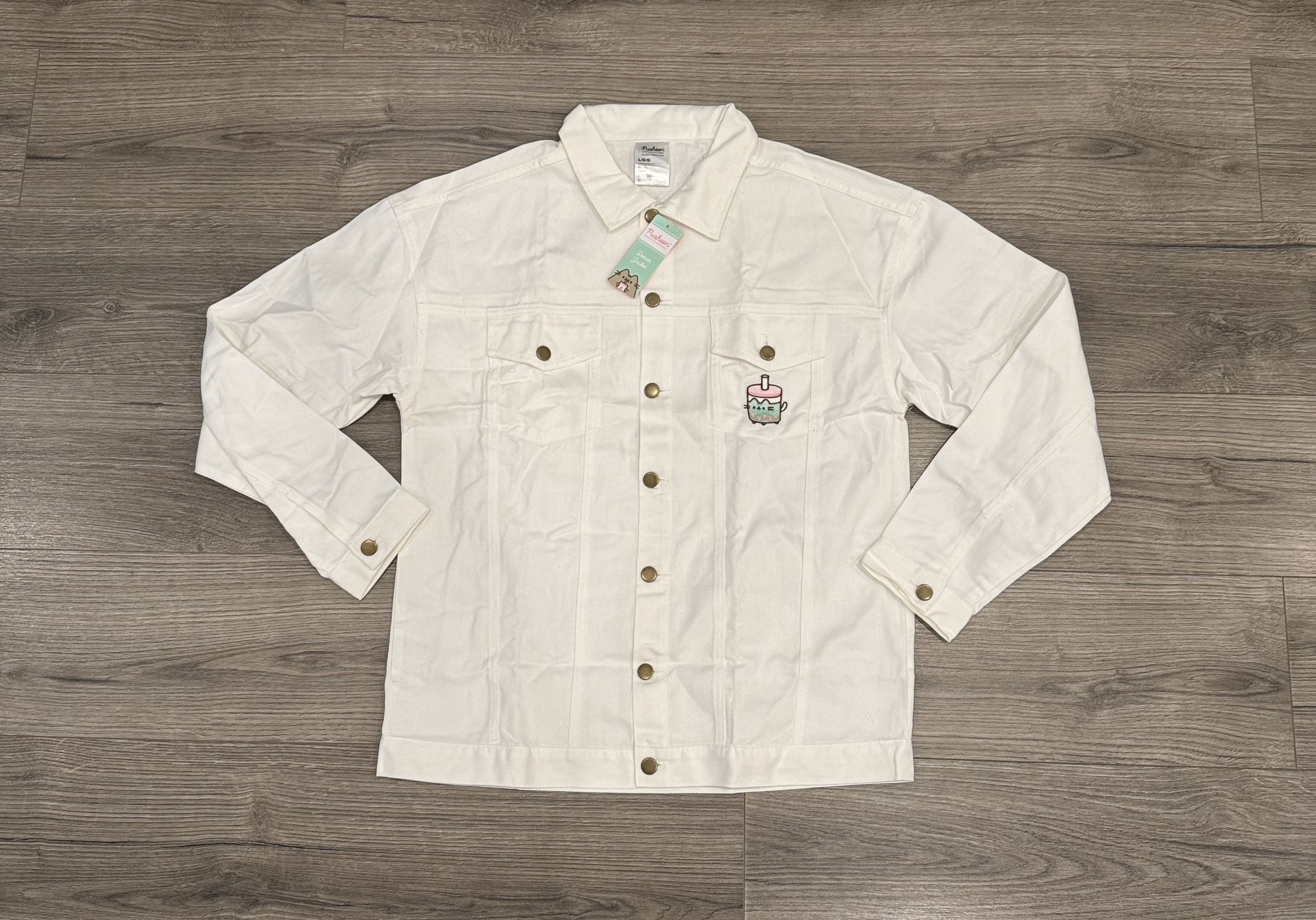 Pusheen Cat White Jean Jacket Women’s Size Large