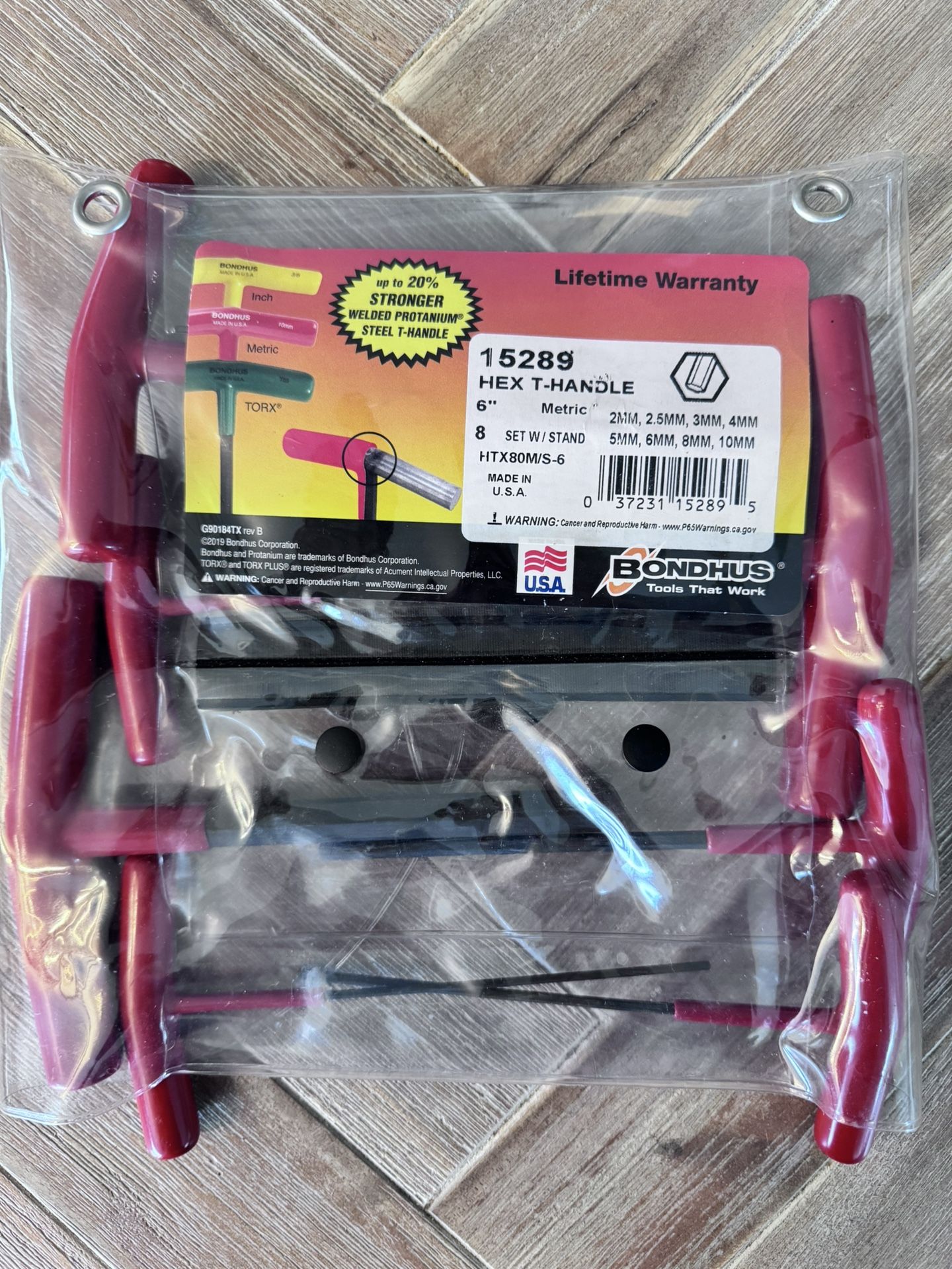 Bondhus 15289 T-Handle Set, 6" Metric, 7 Set, 2MM,2.5MM,3MM,4MM,6MM,8MM,10MM