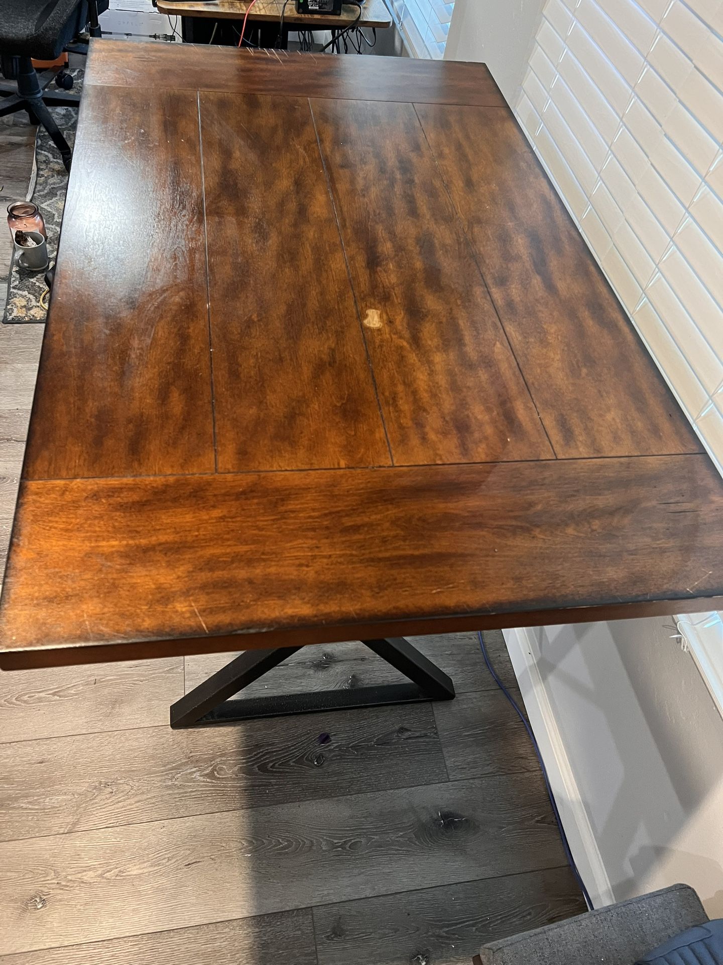 Wooden Table With Metal Feet/support