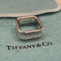 Authentic Vintage Tiffany & Co Sterling Silver 1837 Square Ring