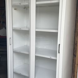 5 Shelf Storage Cabinet w/Clear View Sliding Doors 