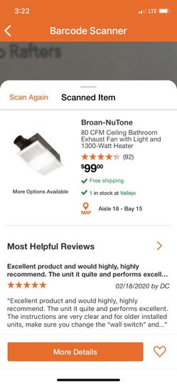 NUTONE HEATER FAN 80CFM VENTILATION FAN WITH LIGHT HEATER BRAND NEW