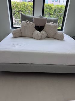 Queen Modern Platform Bed Frame Light Gray