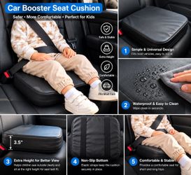 Baby Booster Car Seat Cushion – Black Leather Padded Seat