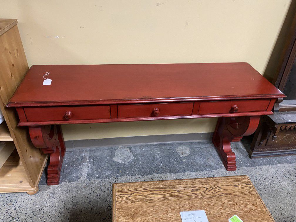 Cliff the Wide Distressed Red Console Table