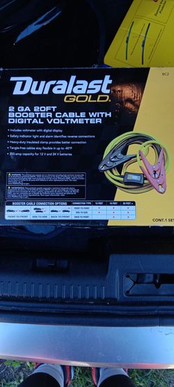 Duralast Gold 2 GA 20FT Booster Cables with Voltmeter and tool set both brand new