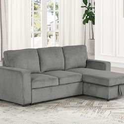 Reversible Corduroy Sectional Sleeper Sofa With Storage