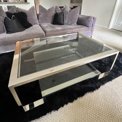 Z Gallerie Stainless Steel + Glass Duplicity Coffee Table- Excellent Condition