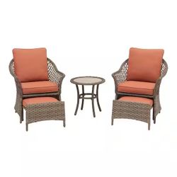 Hampton Bay Valley Spring 5-Piece Wicker Patio Conversation Set with Sienna Cushions