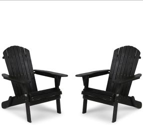New Folding Adirondack Chairs Set of 2 made of fir Wood! Black color!