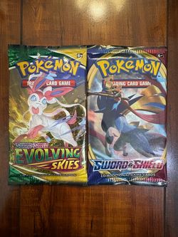 Pokemon Evolving Skies + Sword & Shield Base Booster Pack Lot of 2 New! 💎