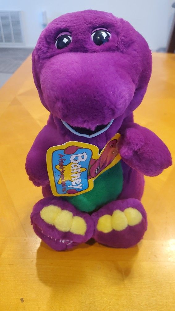 NWT Barney The Dinosaur Stuffed Plush 12” Purple Green Vintage 1992 Lyons Group