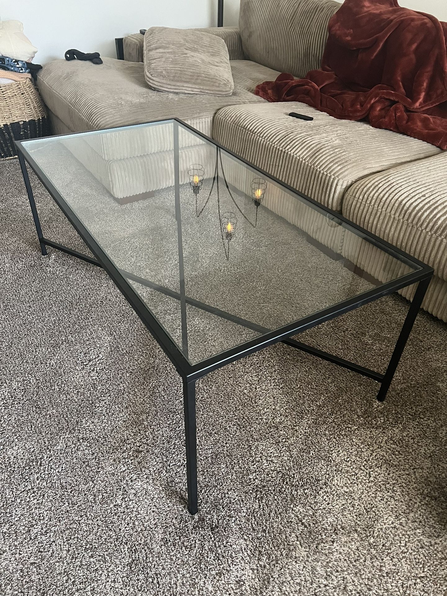 Rectangular Glass Coffee Table - Black